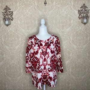 White Stag Print Scoop Neck Blouse